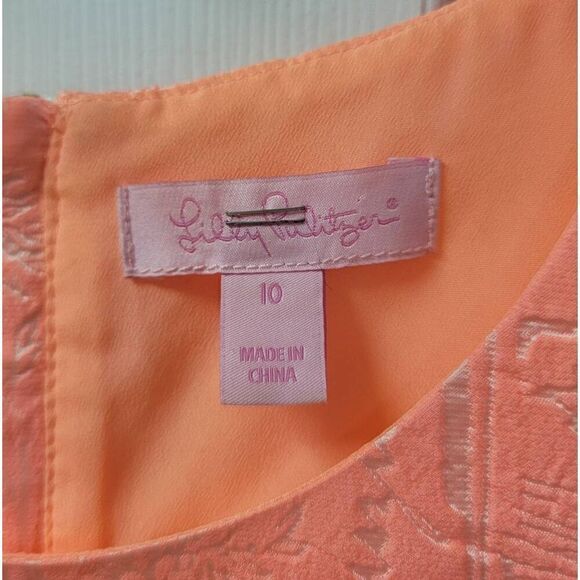 Lilly Pulitzer Peachy Pink Word On The Street Jacqua Dress S:10 - Picture 9 of 12